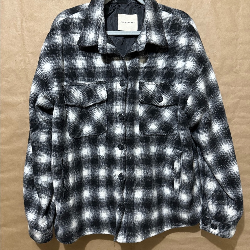 Thread & Supply Black and White Plaid Jacket